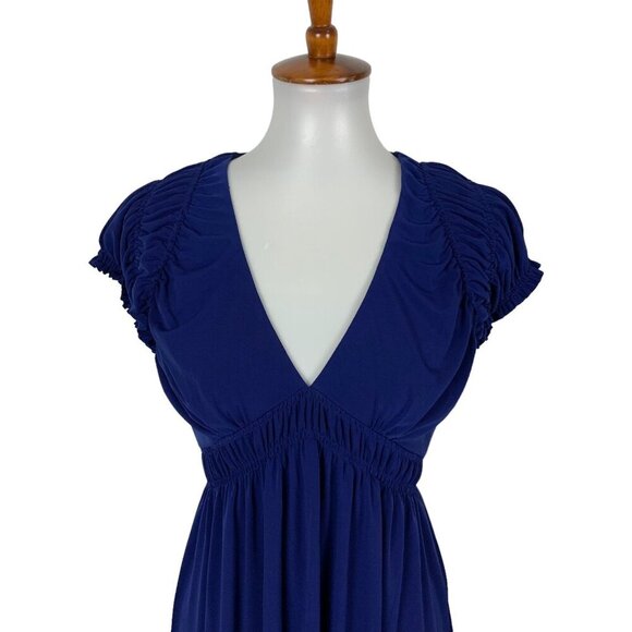Laundry By Design Navy Ruched Cap Sleeve V Neck Dress 4 Cocktail Party NWT - Picture 2 of 7